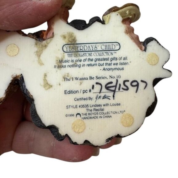 Boyds Bears Lindsey With Louise Figurine 1998 Yesterdays Child "The Recital" - Picture 5 of 5